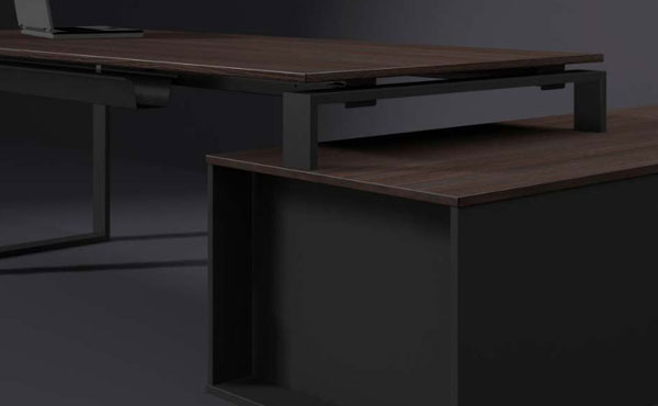 Detale biurka z dostawką CRN-GCS13, kolor dąb ciemny W310