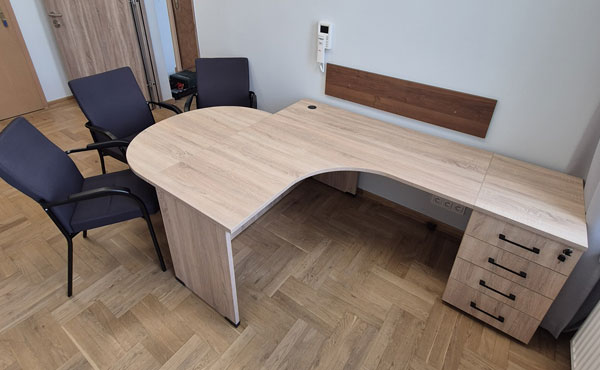 Biurko wg DK-BK-140-KT05 i dostawka DK-DST-15, kolor dąb sonoma D3025 OW