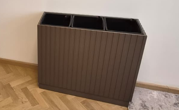 Doniczka potrójna wysoka MS-VD26X3W, kolor brąz Trufla